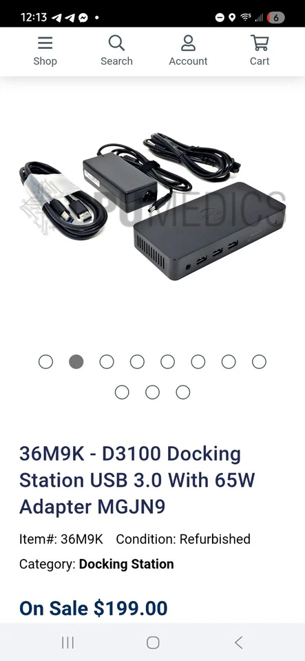 Dell D3100 USB 3.0 UHD Docking Station 4K Plug and Display with 65W AC Adapter - Image 2 of 2