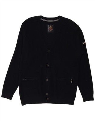 GREEN COAST Herren Strickjacke Pullover IT 52 Large Schwarz Merinowolle AK19