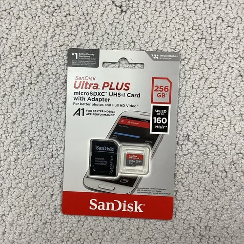 SanDisk Ultra PLUS 256GB microSDXC UHS-I Card w/ Adapter 160MB/s A1 Full HD Vide