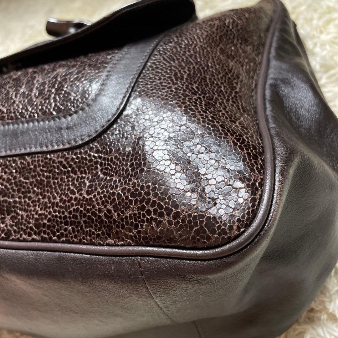 Longchamp ROZO Tote Bag Brown Mixed Materials Rare Authentic Limited image 9