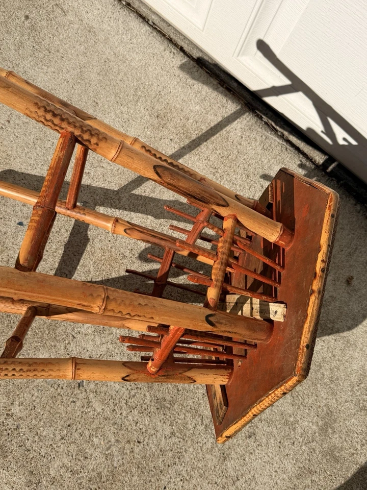 Antiguo soporte victoriano para plantas de bambú de caparazón de tortuga/tigre Foto 4 de 4