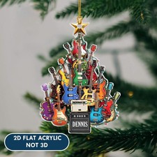 Guitar Acrylic Ornament, Custom Electric Guitar Christmas Ornament, Music Gifts