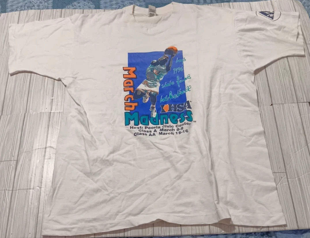 Vintage 1996 IHSA March Madness Basketball Tee White Fruit of the Loom XL