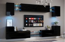 Moderne Wohnwand Schrankwand Hochglanz Wohnzimmer inkl.LED PREMIUM Nairobi