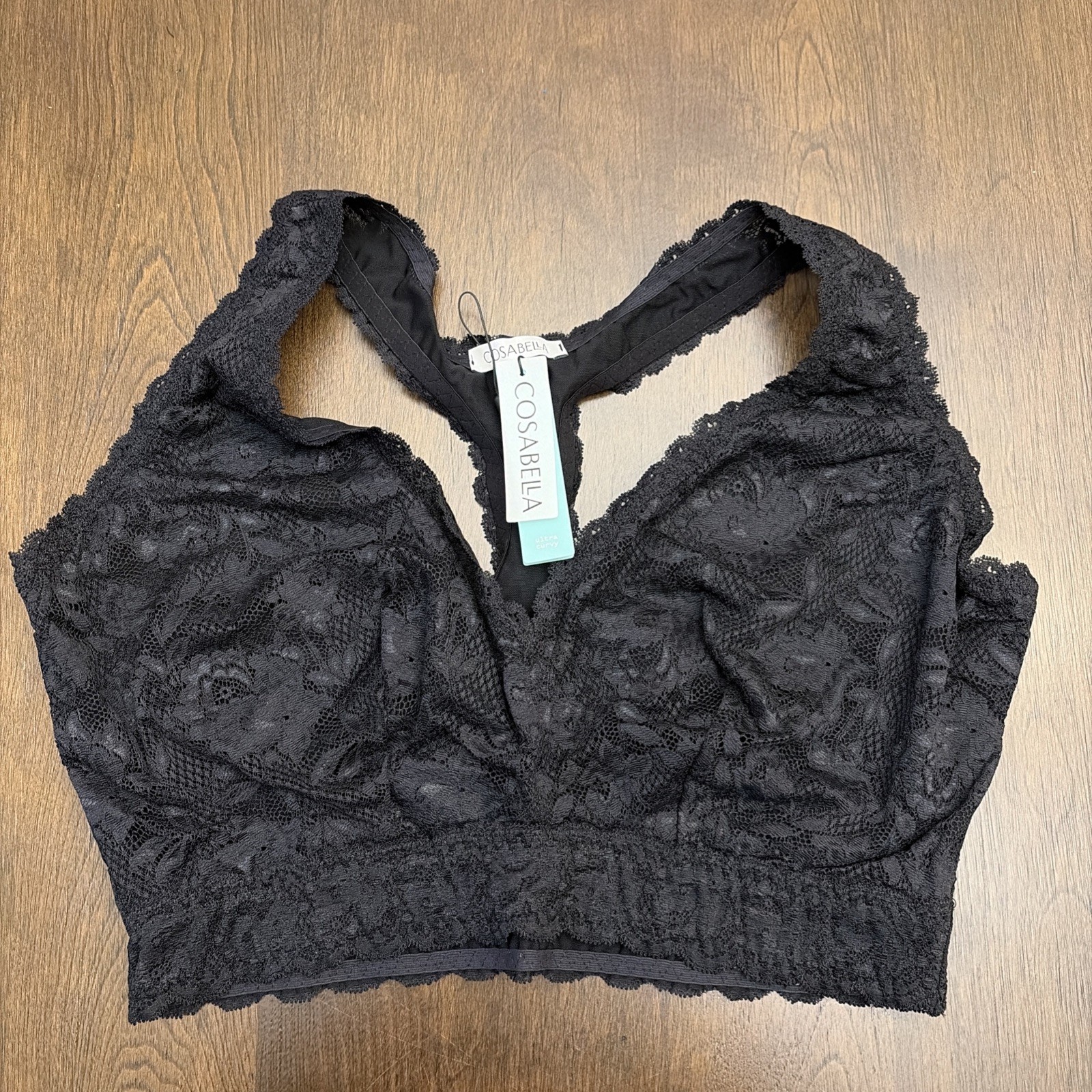 COSABELLA Never Say Never Lace Racie Racerback Black Bralette Bra Women Size M