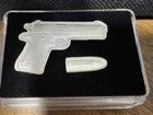 5g .999 Silver Gun Pistol Bar w Bullet Trade For Ammo Novelty Set