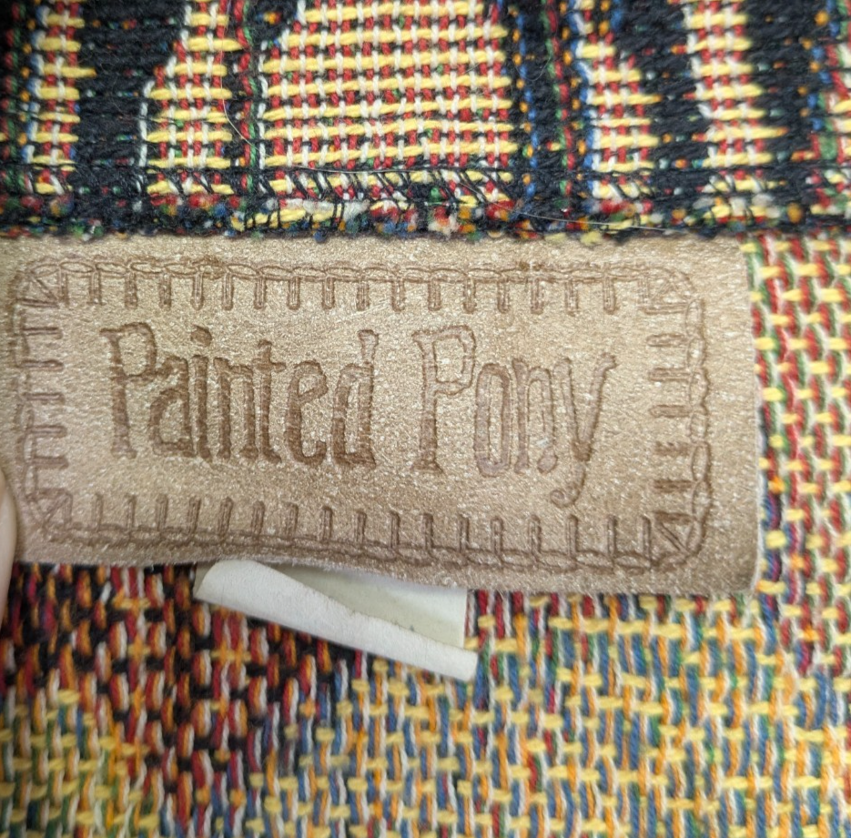 Blazer giacca arazzo pony dipinto stampa frutta donna taglia unica made in USA