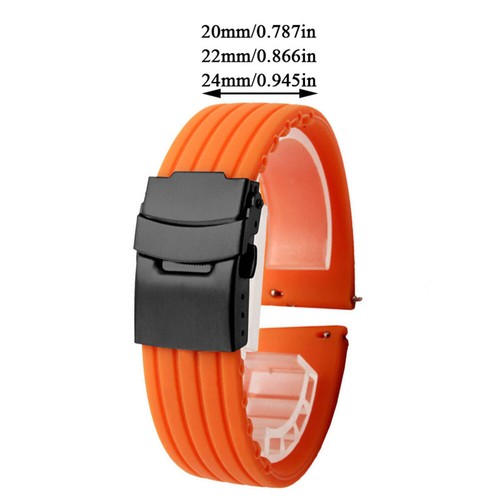Buckle Watch Accessories Watch Strap Watchband Band 20 22 Sports 24MM Silicone - Picture 4 of 13