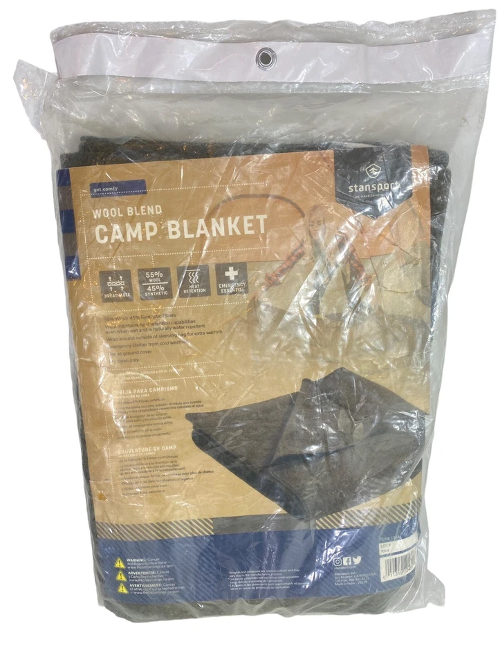 Wool Blend Military-Style Blanket Bed Cot StanSport 80x60" Heat Retention NEW - Image 4 of 4