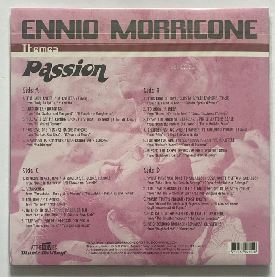 Ennio Morricone Passion Red and White Vinyl Record New Sealed 8719262025820 - Image 3 of 4