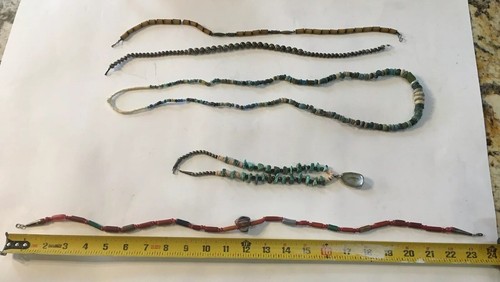Antique Native American Trade Bead Necklace Northwest Russian Glass Rare Chevron - Picture 2 of 12
