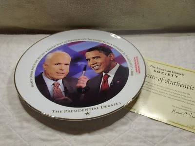 Obama & Mccain Présidentiel Debates Collectionneur Plaque COA Tout Neuf Boîte - Photo 1/4