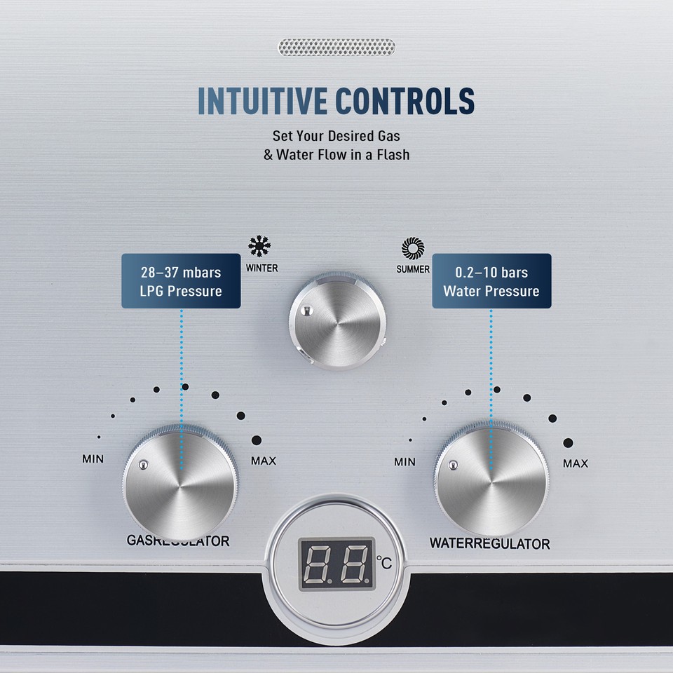 COZ 10L Instant Hot Water Heater Gas Boiler 17kw Tankless LPG Water