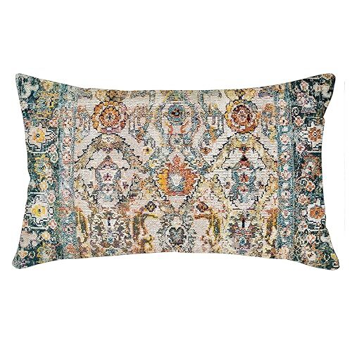 Green Boho Ethnic Design Outdoor Pillow Cover 12x20 Inch
