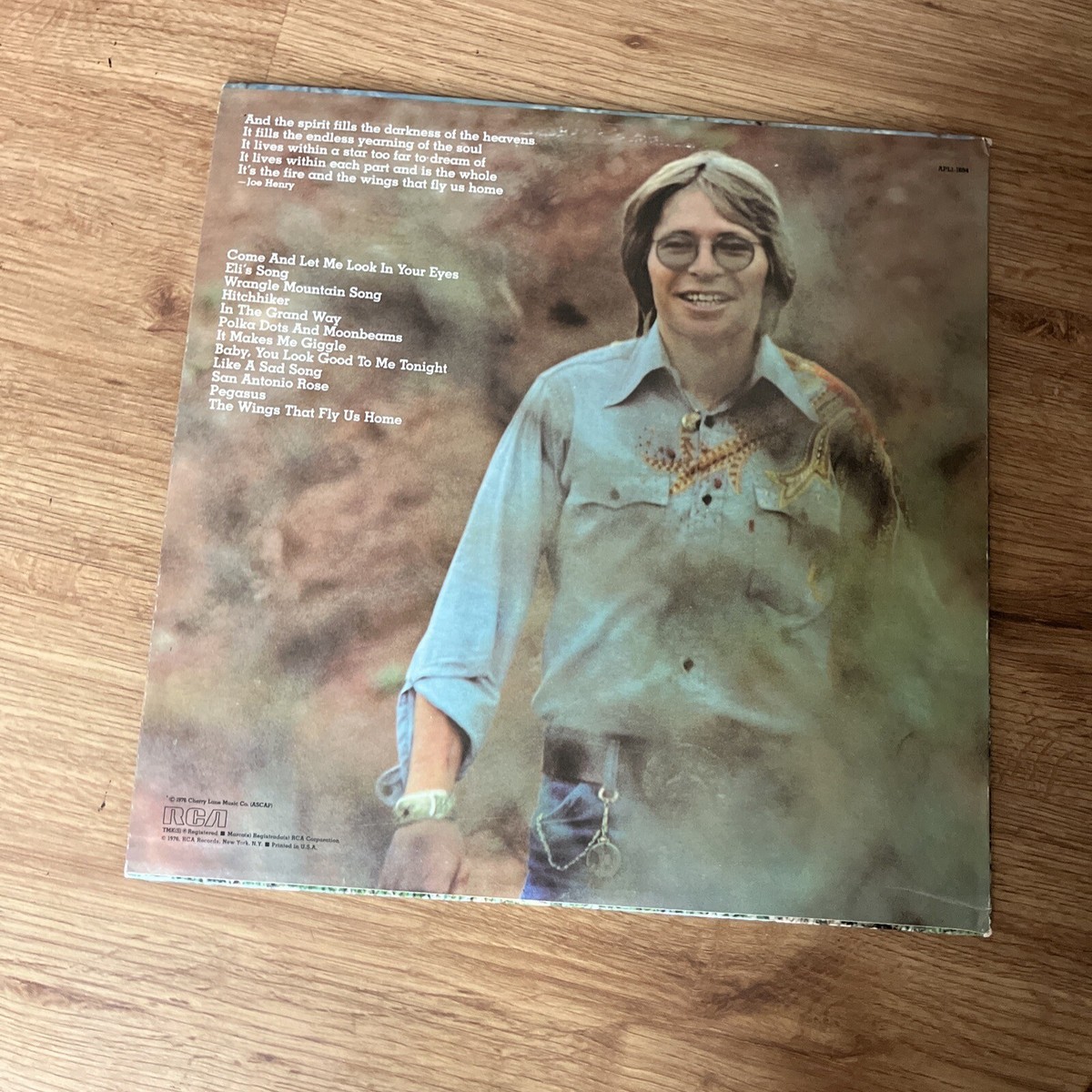 John Denver Spirit LP Vinyl 1976 APL-1-1694 w/ Lyrics Sheet