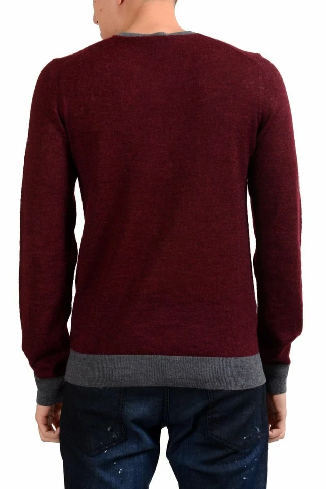 Suéter Armani Collezioni Para Hombre Lana Mohair Borgoña Cuello en V Talla 2XS XS M Foto 2 de 4