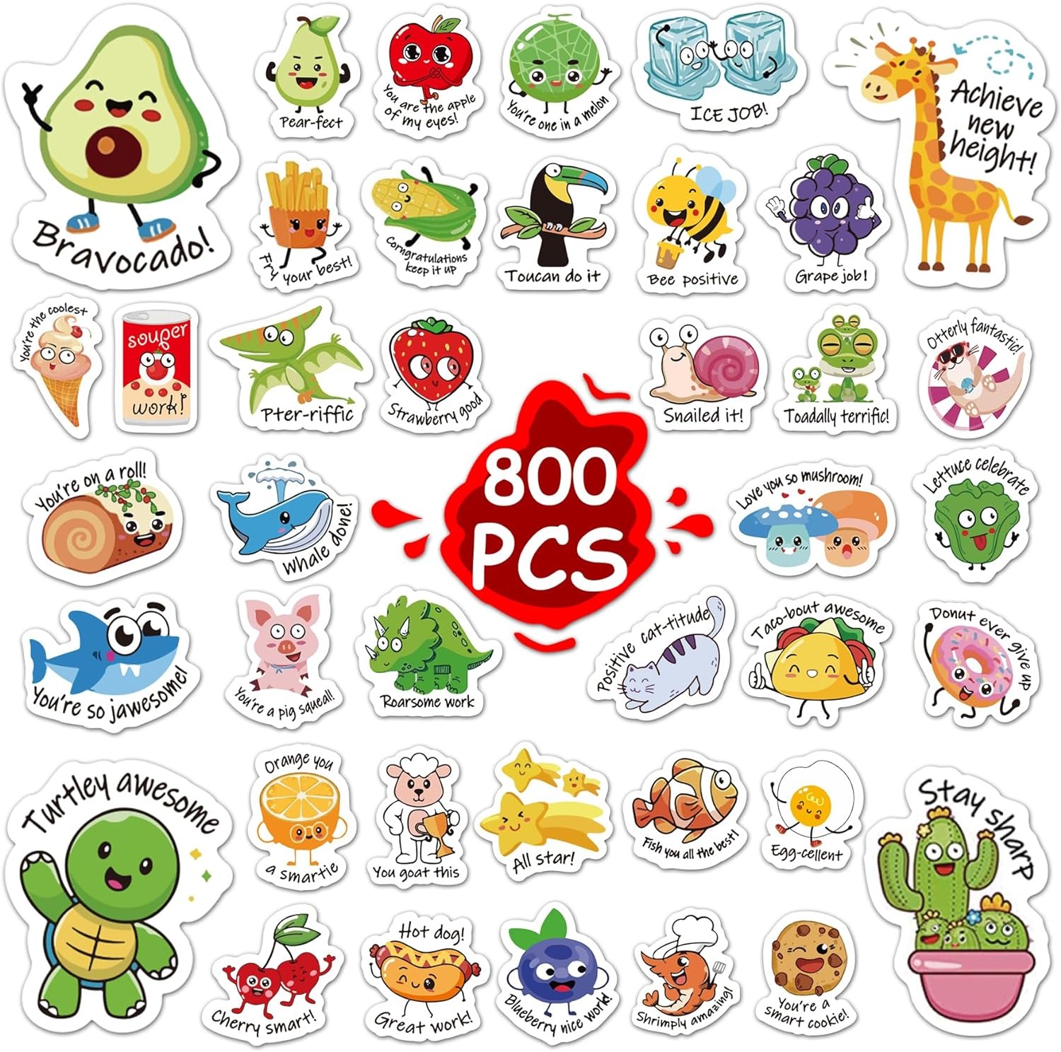 800 Teacher Stickers, Motivational Classroom Stickers for Kids