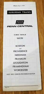 Penn Central Suburban Trains 1. Mai 1971 Zugfahrplan 