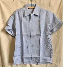 Vtg 40s Marlboro Sportswear Linen Chain-Stitched Loop Collar Cabana Shirt NOS