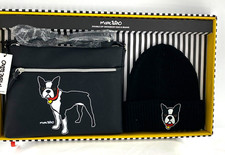 Marc Tetro Boston Terrier Crossbody Double Zip Bag Beanie Hat Boxed Gift Set -2
