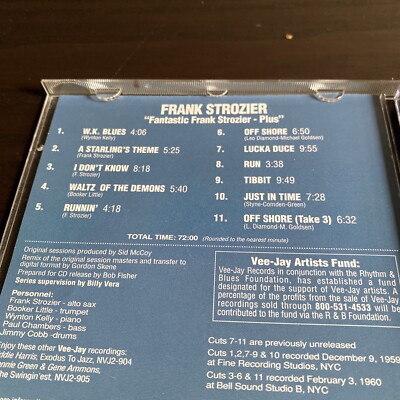FRANK STROZIER Fantastic Frank Strozier CD Bee Jay Reissue Of 