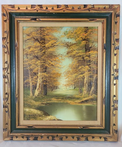 MID CENTURY HERBST BAUM LANDSCHAFT ÖLGEMÄLDE SIGNIERT "ZUSCHUSS" STRUKTUR ÖLKUNST - Bild 15 von 17