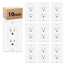 Decorator Receptacle Outlet, Tamper Resistant,15A,20A,with Wallplate,UL Listed