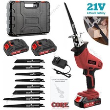 21V Cordless Reciprocating Saw + 2 Battery & Charger Recip Sabre Saw Kit Set