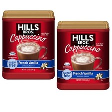 Hills Bros Instant Cappuccino Sugar-Free Coffee French Vanilla 2 Cans