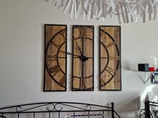 Produktbild - Home 24 Wand Uhr Einmalig 1200x1200 Metalrahmen Mit Holzeinsätze