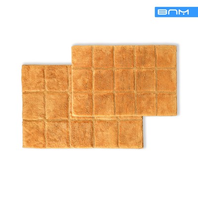 Checkered 100 Combed Cotton Bath Rugs Set For Bathroom 2 Piece Rust Ebay