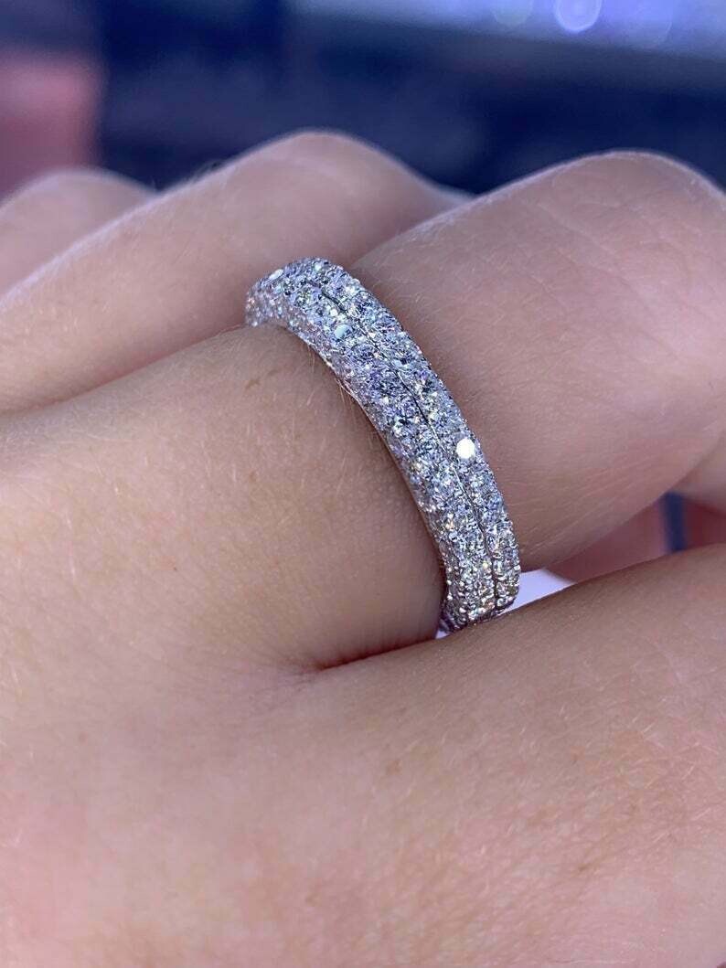 2.00Ct Round Cut Created Diamond Eternity Band Ring 14K White Gold ...