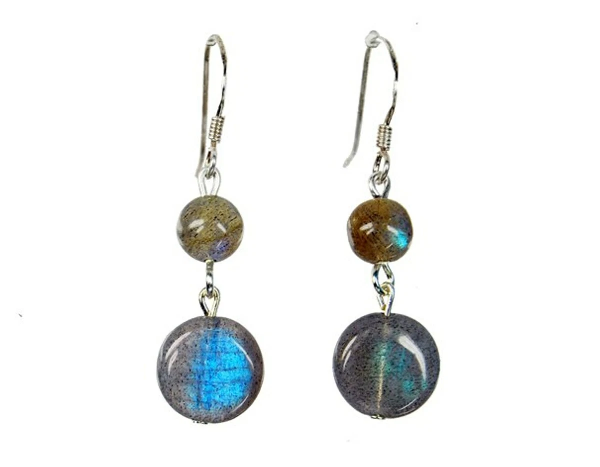 Orecchini Donna In Argento 925 Con Pietra Labradorite 2.3 Carati - Gioielli Iridescenti Qualità Gioielliere - 2