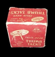 2" 1" Vintage Box Of Silver Tacks By A W Tru-Bilt