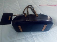 Dooney  Bourke Barlow City Purple Embossed Leather With Pouch Tan Straps Tote