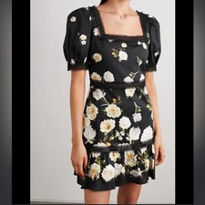 ALICE + OLIVIA WYLIE BLACK FLORAL DRESS WOMENS 6