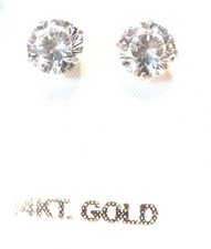 14kt White Gold Basket Set 6MM Cubic Zirconia Earrings..GIFT BOX - FREE SHIPPING