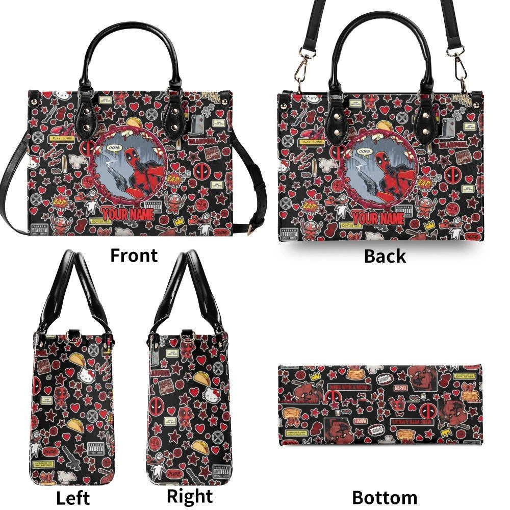 Personalized Deadpool-Luxury Women PU Leather Handbag Halloween Christmas Gift