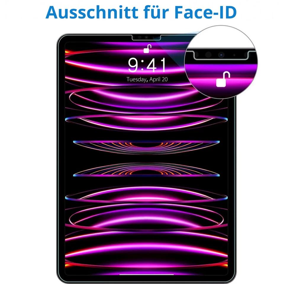 2x Panzerfolie für Apple iPad Pro 12,9 2022/2021/2020/2018 Display Schutzglas 9H - Bild 2 von 4