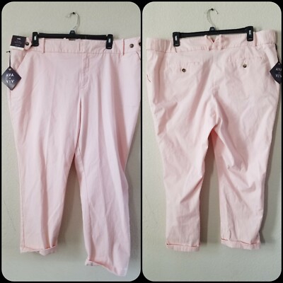 AVA& VIV Blush Peach Flat Front Cuffed Ankle Pants PLUS Size 24WR**NWT**