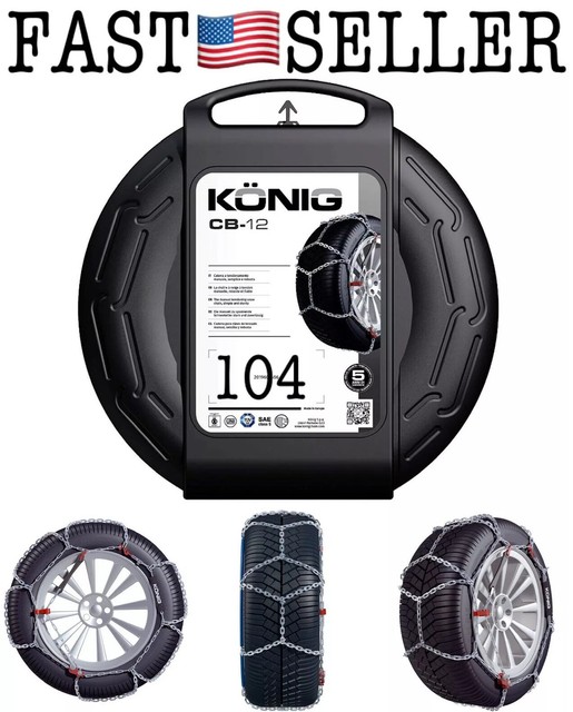 Set of 2 Snow Chains Konig Cb12 104 12mm for SUV 4x4 Camper.. Fast for