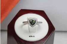 1.0 CTW STERLING SILVER HEART CUT CZ MYSTIC RAINBOW TOPAZ Promise Purity RING