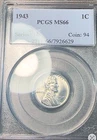 1943 Lincoln Steel Cent PCGS MS66 Beauty Best Price Ebay* CHRC