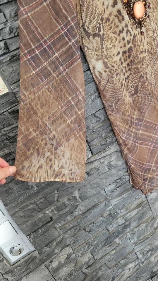 MALVIN Strand Mini Kleid Gr 38 100% Seide Beige Bunt Tunika - Bild 3 von 4