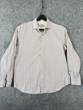 Robert Graham Modern American Button Up Shirt Mens XL White Paisley Slim Fit