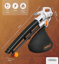 VonHaus 3000W Electric Leaf Blower with Vacuum and Mulcher