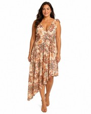 Guess Floral Asymmetrical Dress Size 12 Boho V Neck High Low NWT
