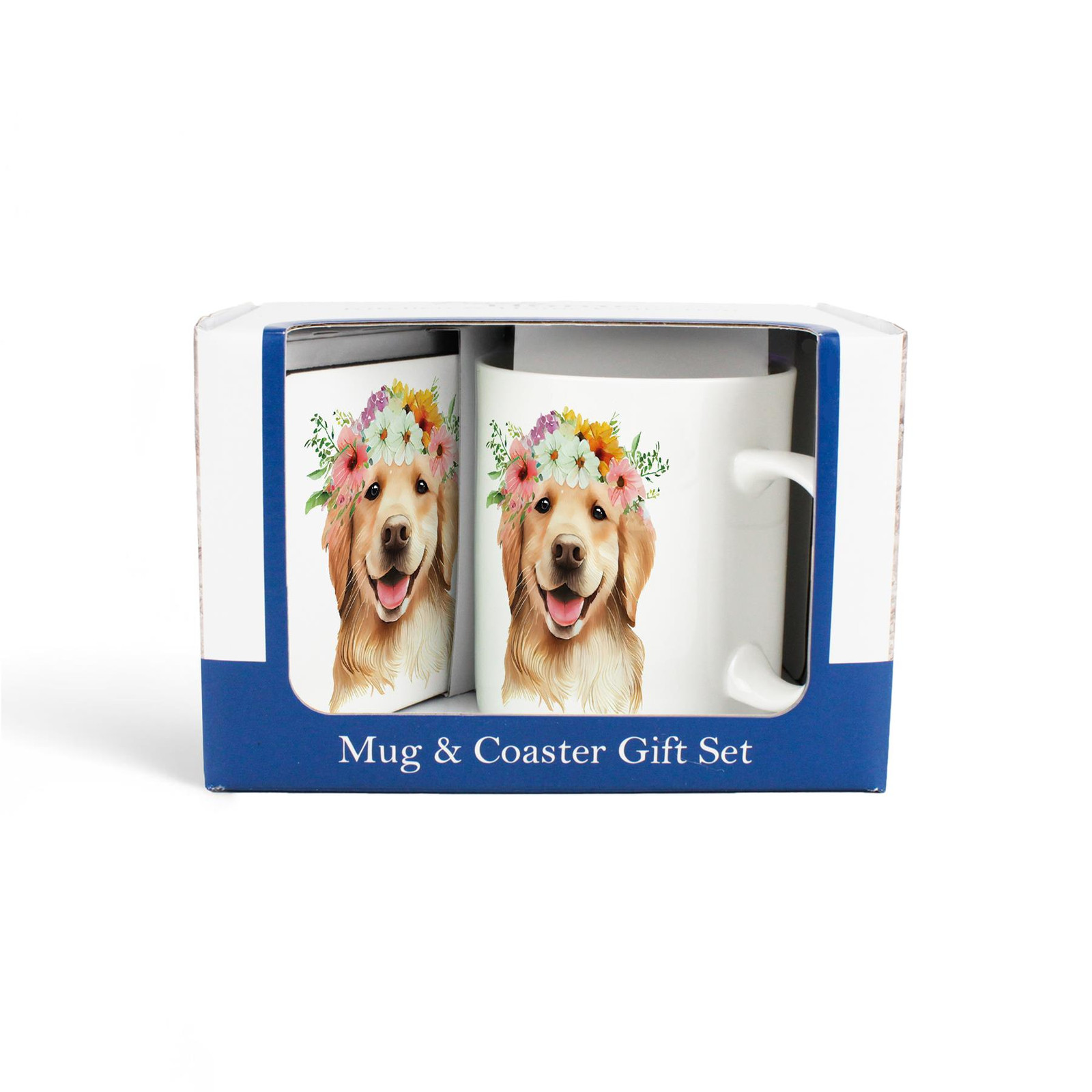 Golden Retriever Mug & Coaster Gift Set - Bone China/Cork Gifts for Dog Lovers