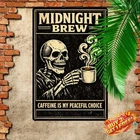 Retro Funny Coffee Skeleton Vintage Metal Tin Sign Living Room Decor