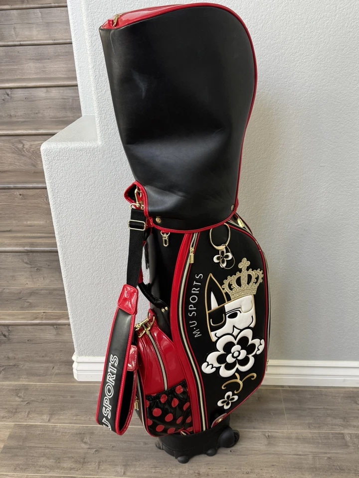 MU SPORTS GOLF CART BAG WITH WHEES EMBROIDERY 5 WAY BLACK LADIES BAG - Image 3 of 4
